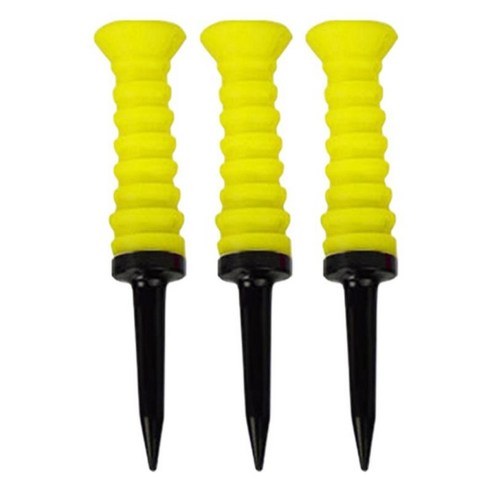 3 조각 탄성 골프 티 덜 저항 볼 홀더 골프 티 골퍼 재사용 가능한 연습 도구 83mm 실내 야외, 노란색, 플라스틱