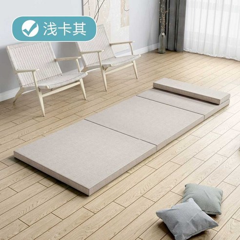 3단 접이식 매트리스 토퍼 침대 싱글 자취 요매트, 밝은 회색 베개 120x200x5