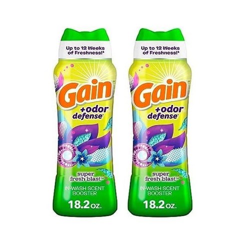 게인 Gain + Odor Defense 인워시 향 부스터 Super Fresh Blast 향 18.2 oz HE 호환(2팩) 슈퍼블라스트2