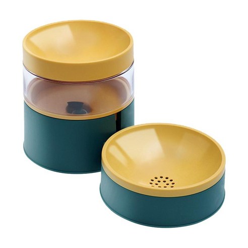 자동 애완 동물 피더 음식 그릇 물 먹이 마시는 접시, 연두색, 145x50mm, ABS 플라스틱