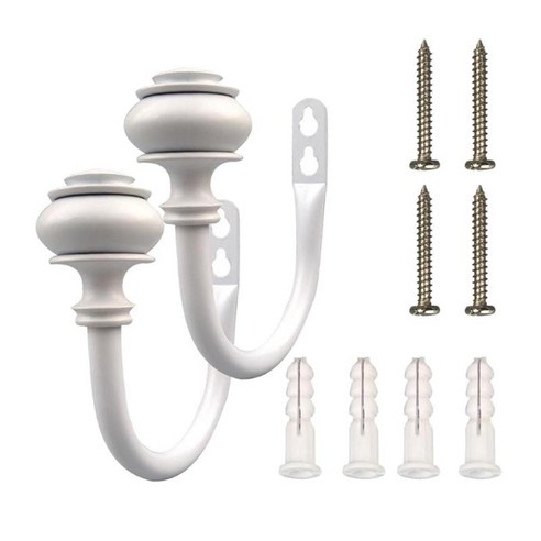 침실 커튼에 대한 1 쌍 커튼 홀드백 장식 창 커튼 홀드백, 화이트, 11mm, 철