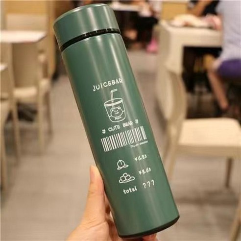 간단한 보온병 컵 진공 스트레이트 바디 자동차 물 컵 남성과 여성 비즈니스 차 컵 휴대용 컵 차 구획, 그린/460ml B-MYZ-080, 싱글 컵