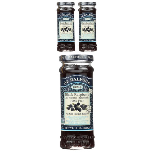 샹달프 디럭스 블랙 라즈베리 스프레드 과일잼 284g 무지방, 블랙 라즈베리 (Black Raspberry), 3개
