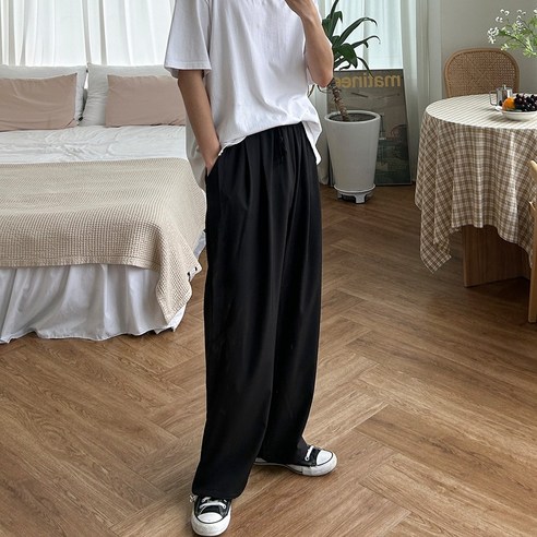 홈인박스 남자 나일론 조거 여름 스판 바지 밴딩 조거팬츠 빅사이즈 트레이닝 세미와이드 와이드팬츠 와이드밴딩