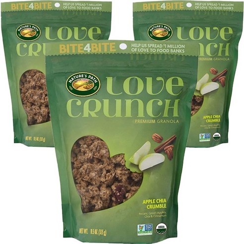 네이쳐스패스 러브 크런치 프리미엄 그래놀라 애플 크럼블 저염, 325g, 3개