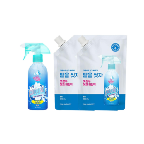 온더바디 발을씻자 코튼풋샴푸 쿨링 385ml + 리필 쿨링 500ml - 풋샴푸 | 쿠팡