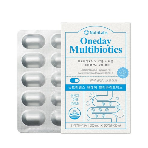 뉴트리랩스 원데이 멀티바이오틱스 500mg x 60캡슐 면역유산균 온가족유산균