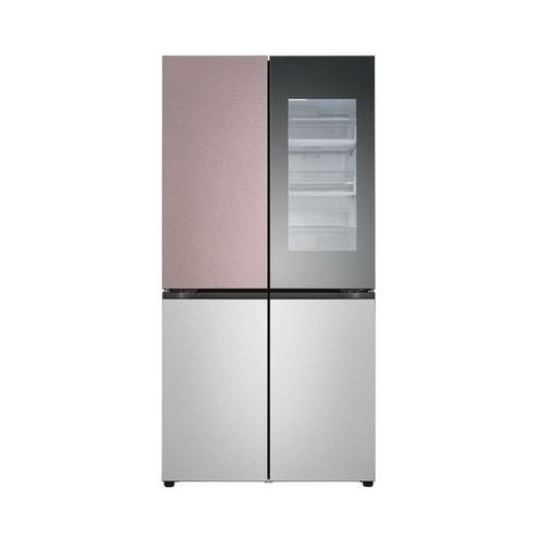 [색상선택형] LG 디오스 오브제컬렉션 노크온 매직스페이스 양문형 4도어 냉장고 방문설치, 클레이 핑크 + 실버, M874SKV451S