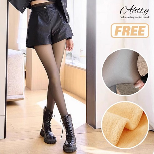 아띠Ahtty 일반사이즈 FREE / 빅사이즈 2XL 키큰녀 롱다리 엉덩이 두 줄 봉제선 하이서포트 고탄력 겨울 착시 기모 레깅스 타이즈 페이크 팬티... 