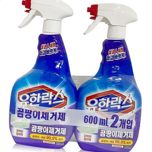 청소 세정제 유한락스 곰팡이제거제 본품600mL 2입 주방 욕실 물때제거, 개1개, 선택상품