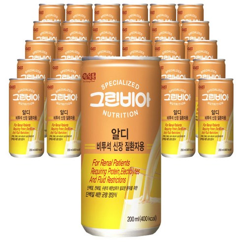 영양식 특별용품 그린비아 알디 200ml 30캔 (비투석 신장질환자 및 저단백 환자용) 뉴케어케이디플러스 영양식 특별용품 그린비아 알디 200ml 30캔 (비투석 신장질환자 및 저단백 환자용) 뉴케어케이디플러스