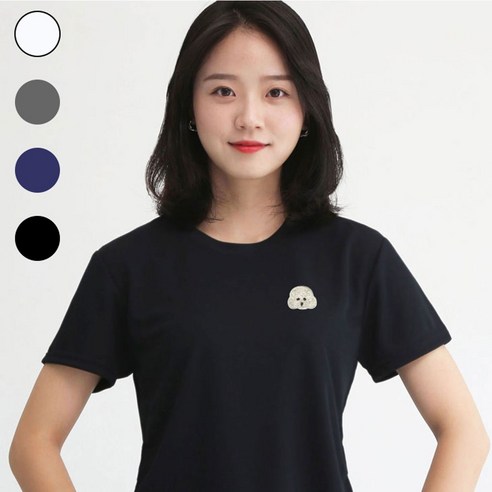 멋지군 쿨론 기능성 반팔 빅사이즈 푸들 자수 쿨티셔츠 티셔츠