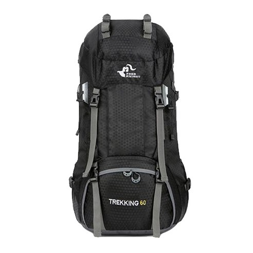 YSSHOP 방수 60L 배낭 배낭 하이킹 캠핑 트레킹 가방 팩, {"사이즈":"68x33x20cm"}, {"수건소재":"나일론"}, 블랙