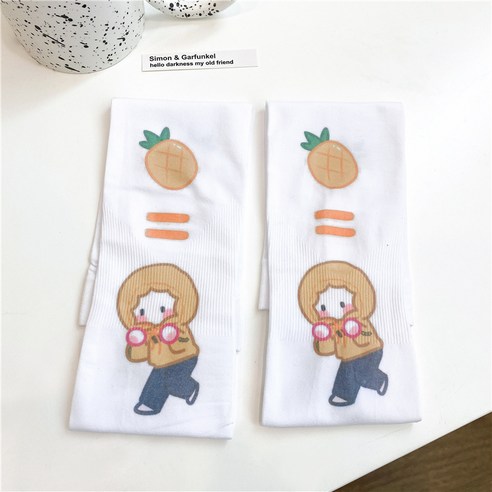 DFMEI 소매커버 과일캐릭터 선 글러브녀 얇은 아웃도어 쿨링 슬리브, DFMEI 심리스-파인애플 맨투맨