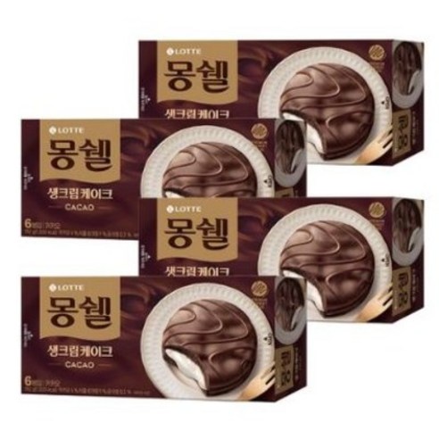 롯데제과 몽쉘 카카오 생크림 케이크, 192g, 4개