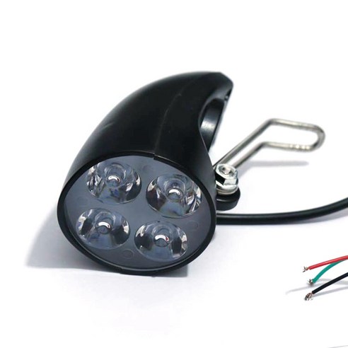 Monland 36V 48V Ebike 라이트 스쿠터 램프 전기 자전거 4 LED 전면 헤드 경적과 매우 밝은 스포트라이트, 검은 색