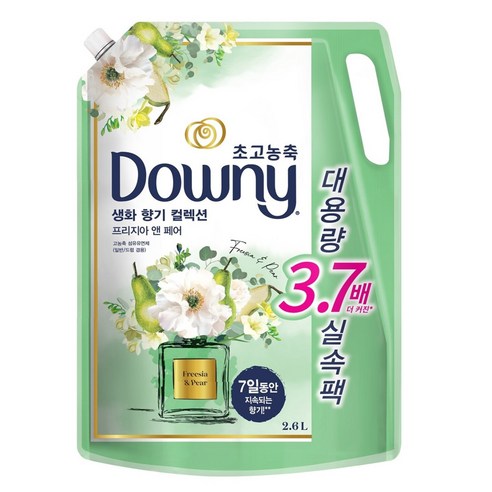 다우니 생화향기 컬렉션 섬유유연제 프리지아 앤 페어 리필, 2.6L, 2개