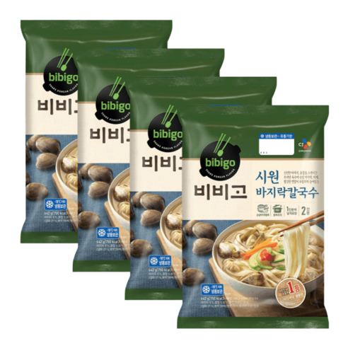 비비고 칼국수 쫄깃한 면발 시원한 바지락 칼국수 642g x 4팩, 4개