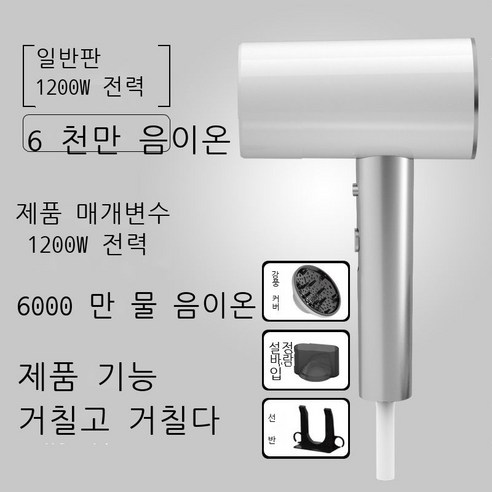 독일 드라이어 가정용 미용실 전용 고성능 음이온 보호 드라이어, 화이트 1200W