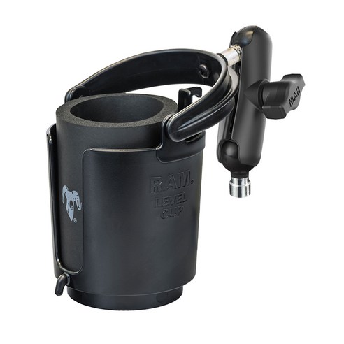 [램마운트] RAM-B-367-132 오토바이 핸들바 클램프 B볼 암 & 16oz 컵홀더, 숏암