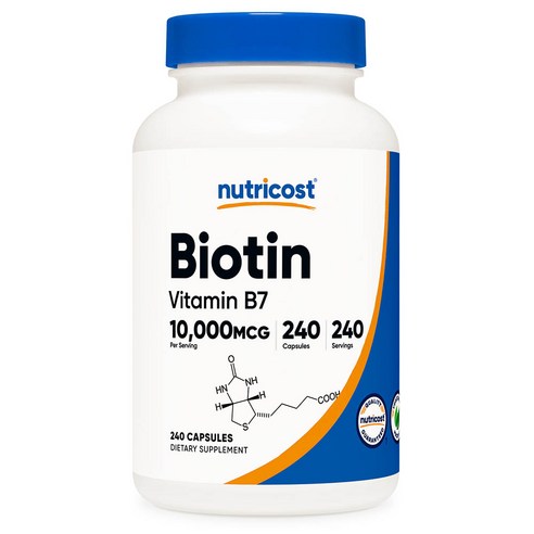 뉴트리코스트 비오틴 10000mcg 캡슐 240캡슐 1서빙 10000mcg 240회분 Biotin Capsules [240 CAPS], 1개, 240개