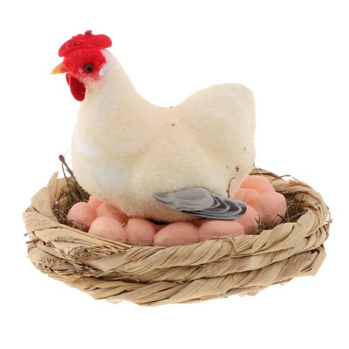 명확한 치킨 누워 계란 인형 피규어 장식 홈 장식, 설명, 설명, 거품 몰려