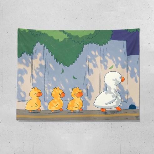 DFMEI 캐릭터 배경 러블리 오리 침실 베드리스 리모델링 기숙사 장식 벽걸이 담요, DFMEI 나들이 오리 수평 (두꺼운 플란넬), {"패션의류/잡화 사이즈":"70*100cm (수평) 컬렉션 무료 설치 패키지"}