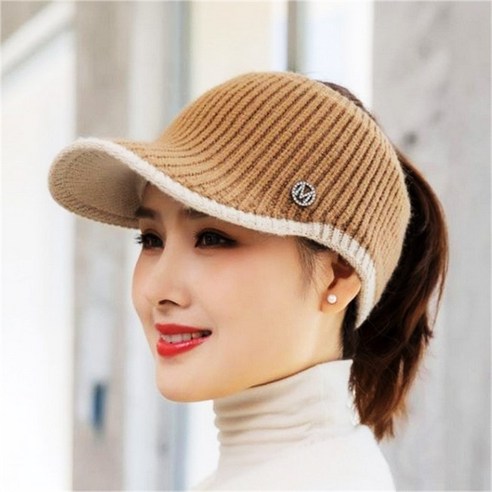 반야스토리 여성 썬캡 니트골프모자 니트썬캡 패션모자 골프모 귀모자