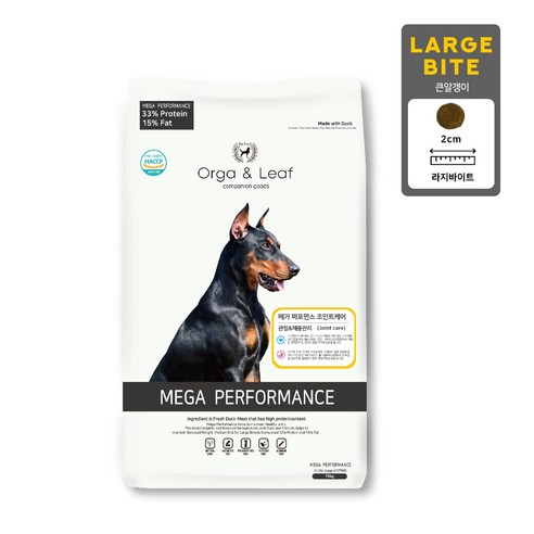대형 및 중형견의 관절 건강 지원을 위한 오가앤리프 메가퍼포먼스 조인트케어 사료