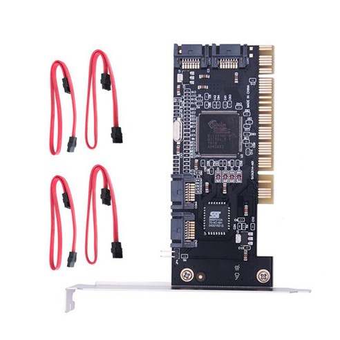 Xzante SATA 라이저 카드 PCI-SATA 확장 어댑터 4XSATA 포트 지원 RAID 0 1 5 0 % 1 케이블로 기능, 검정
