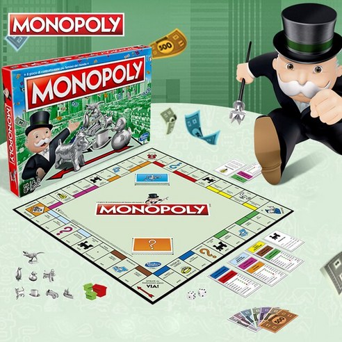 모노폴리 보드게임 Hasbro-모노폴리 클래식 에디션 전략 게임 영어 버전 파티 보드 부모-자녀 상호 작용, 01 LJ-1466, 1개... 