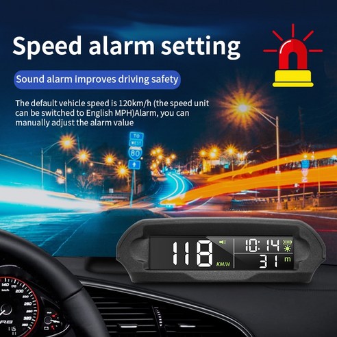 자동차 HUD 헤드업 디스플레이 VJOYCAR S98 범용 무선 태양열 충전 과속 경보 자동차의 온도와 디지털 GPS 속도계. 고도