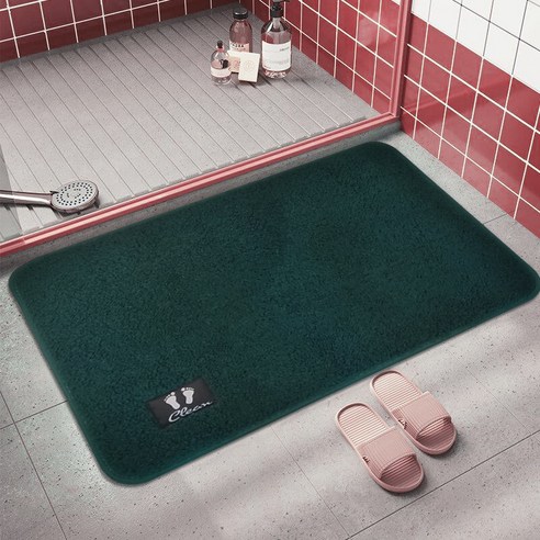 Linzheng발판 매트리스 욕실 가정용 두꺼운 긴 털 물세탁 미끄럼 방지 입주 매트리스 카펫 화장실, 연두색, 40*60cm