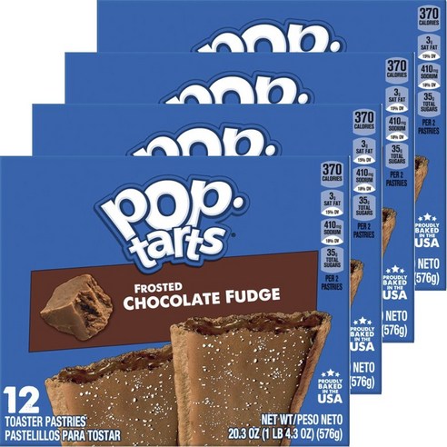 켈로그 팝 타르트 토스터 패이스트리 프로스트, 초콜릿 퍼지 (Chocolate Fudge), 4개, 576g