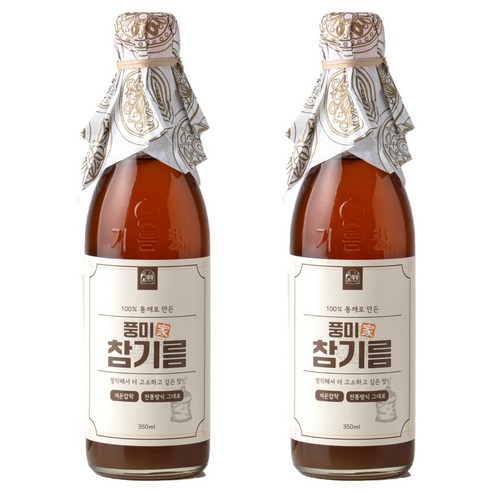 저온압착 풍미가 저온압착 참기름 통참깨100%, 350ml, 2개