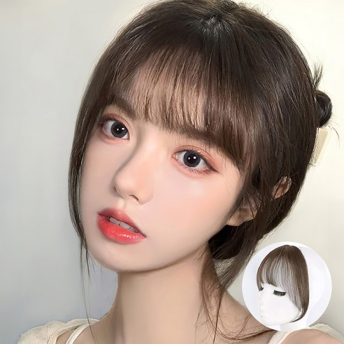 RUNHome 앞머리가발 수제 땋은 정수리 부분가발 붙임머리, 1개, 연갈색