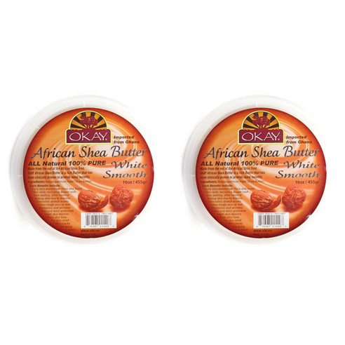 오케이 아프리칸 시어 버터 화이트 스무스, 455g, 2개
