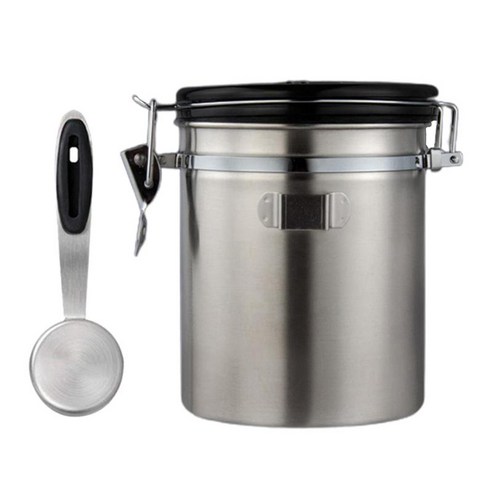 커피 용기 주방 건조 식품 보관 용기 밀폐, 실버 1500ml, 스테인레스 스틸