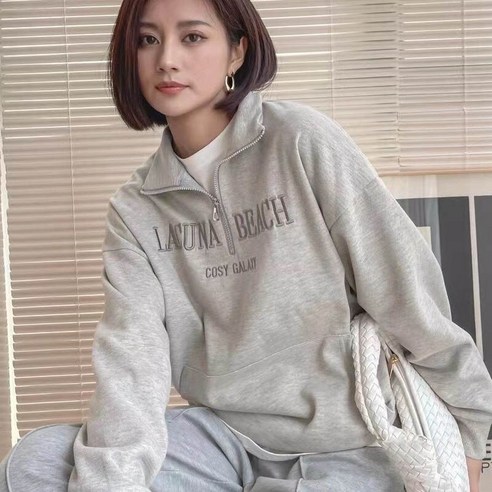 [ZM] 지퍼 후드 티 스웨터 여성 한국 스타일 긴 소매 느슨한 풀오버 2021 가을 특대 하라주쿠 패션 숙녀 Streetwear