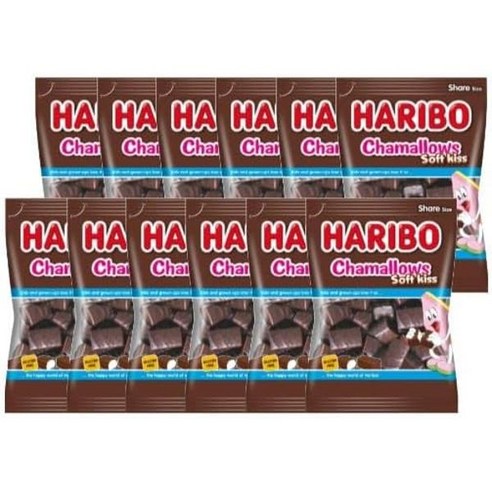Haribo 초코 마시멜로 소프트 키스 딸기초코맛 200g 12개