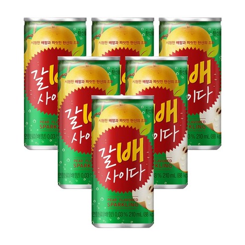 해태 갈아만든배 사이다 6입 210ml, 210ml, 6개