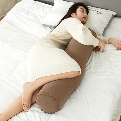 LOMESO 바디필로우 대형 롱쿠션 안고자는 긴베개 사계절용 커버분리형, 연커피색