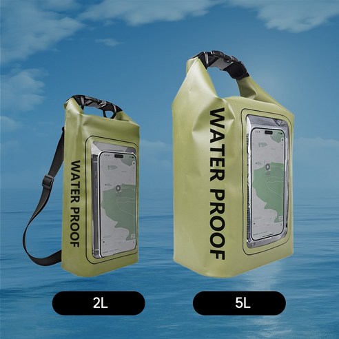 오드상회 휴대폰 터치 폰 핸드폰 방수팩 드라이백 5리터 2리터, 5L, 1개, 그린