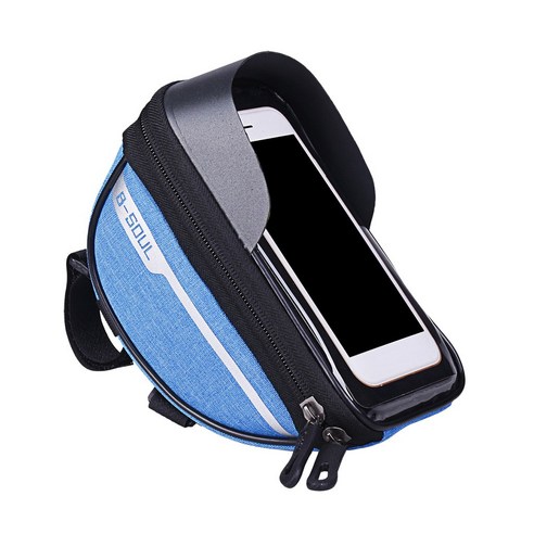 YSSHOP 자전거 앞 프레임 가방 사이클링 자전거 방수 전화 홀더 케이스 팩, 18.5x9.5x8.5cm, Polyster, 블루