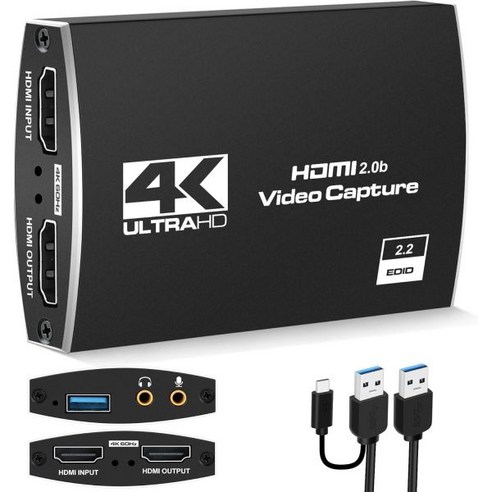 캡쳐보드 모윤 캡처 카드 USB 3.0 4K HDMI 비디오 카드에서 USB/Type-C마이크 & 루프아웃 포함 1080p 60fps 스트리밍 닌텐도 스위치/게임기/폰과 호환 가능