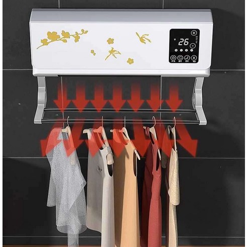   옷 건조기 실내 난방 벽걸이형 히터 소형 에어컨 욕실, 리모컨 디지털 디스플레이 건조대 UV