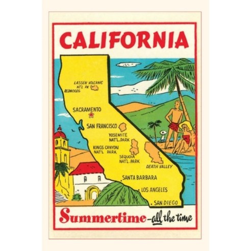 (영문도서) Vintage Journal Map of California Paperback, Found Image Press, English, 9781680819311