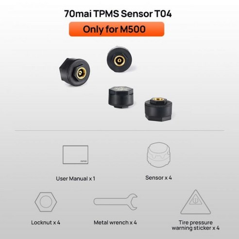 70mai 하드 와이어 키트 UP03 ForX200 및 어 압력 시스템 외부 TPMS 센서 M500 전용 자동 경보 경고, External TPMS Sensor_Black