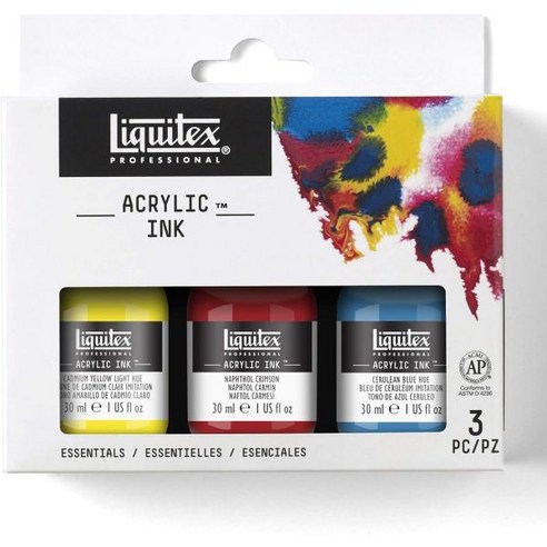 Liquitex 리퀴텍스 전문 아크릴 잉크 1-oz(30ml) 에센셜 컬러 세트 6개, 에센셜 - 6개 세트