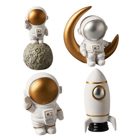 4pcs 우주 비행사 그림 장식품 선물 장난감 침실 책상 장식, 수지, 여러 가지 빛깔의